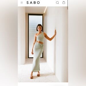 One-Shoulder Knit Maxi dress in Pale Sage